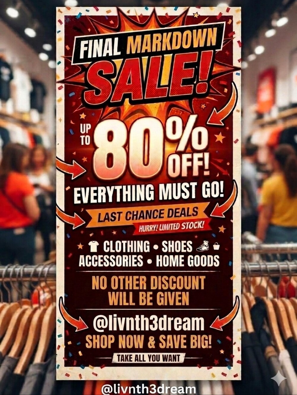 💥 FINAL MARKDOWN SALE! EVERYTHING MUST GO! 💥